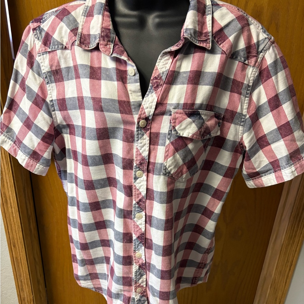 Harley-Davidson Men's Red and White Plaid Shirt